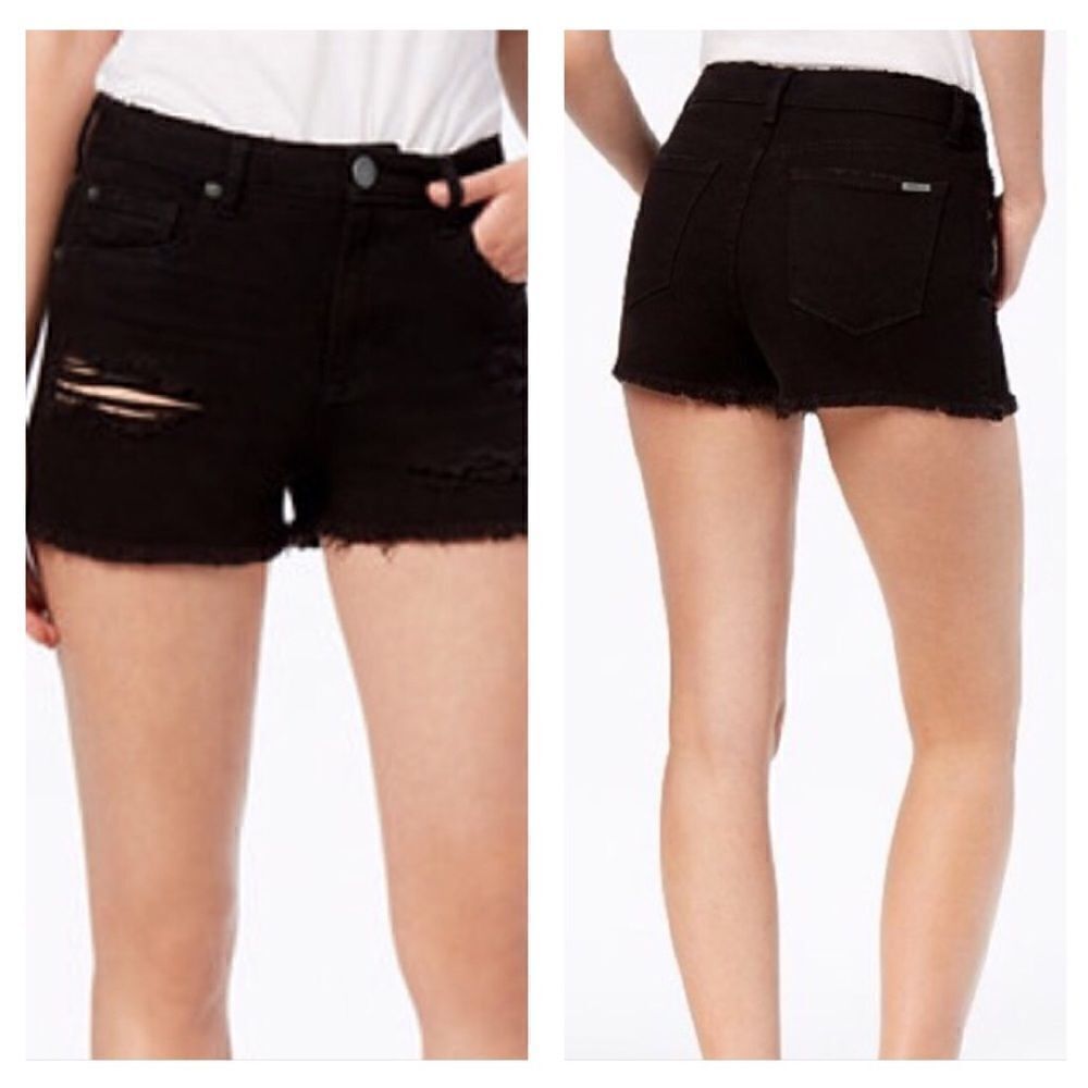 STS Blue black distressed cut off denim shorts 28‎